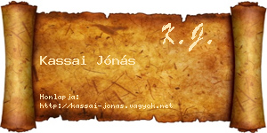 Kassai Jónás névjegykártya